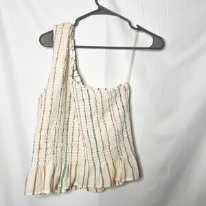 New with tags American Eagle Striped Smocked One Shoulder Top